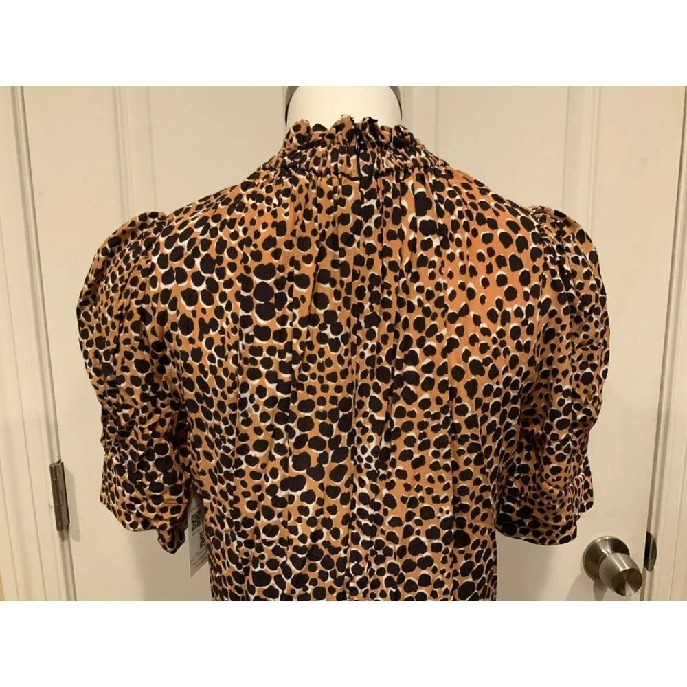 Sea New York Brown & Black Leopard Print Short Sleeve Maxi Dress, Sz 6 - Picture 7 of 8